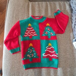 Holiday Vintage 2T Festive Red and Green Circo Christmas Tree Sweater